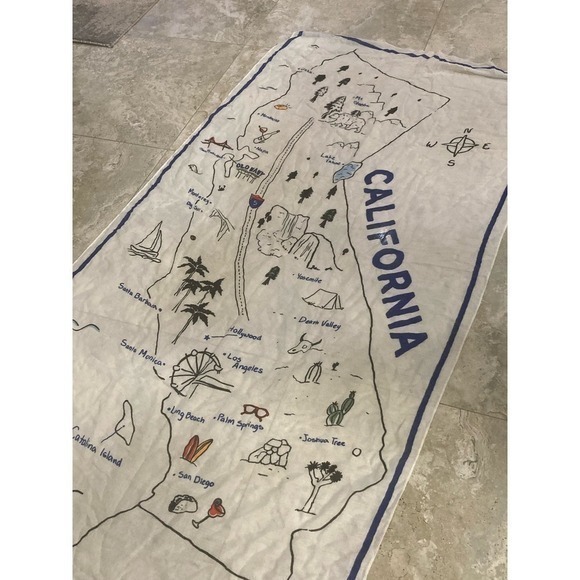 Old Navy California Map Wall Art Hanging Lightweight Decor Blue White State - Picture 8 of 9